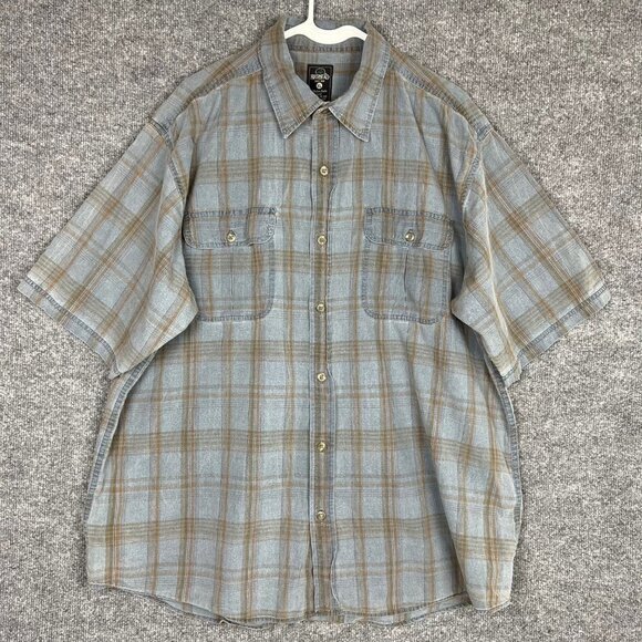 Men's Red Head Plaid Short Sleeve Button Down Shirt‎  SizeXL - Picture 1 of 8